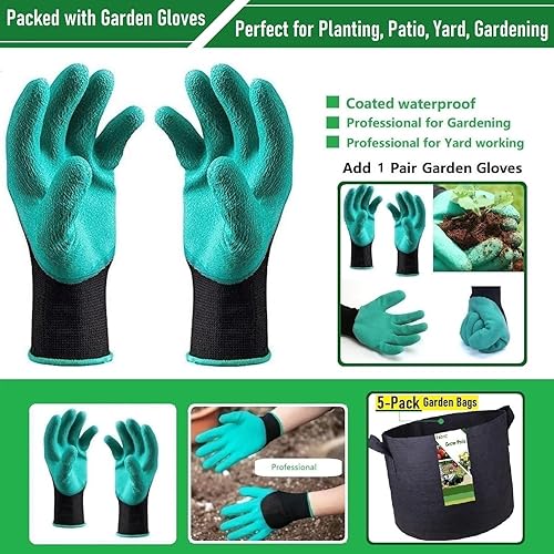Miniatura 9 de Paquete de 5 bolsas de cultivo de plantas de 2 galones resistentes (8 x 8 pulgadas) macetas de tela gruesa para macetas de jardín, guardería, bolsas