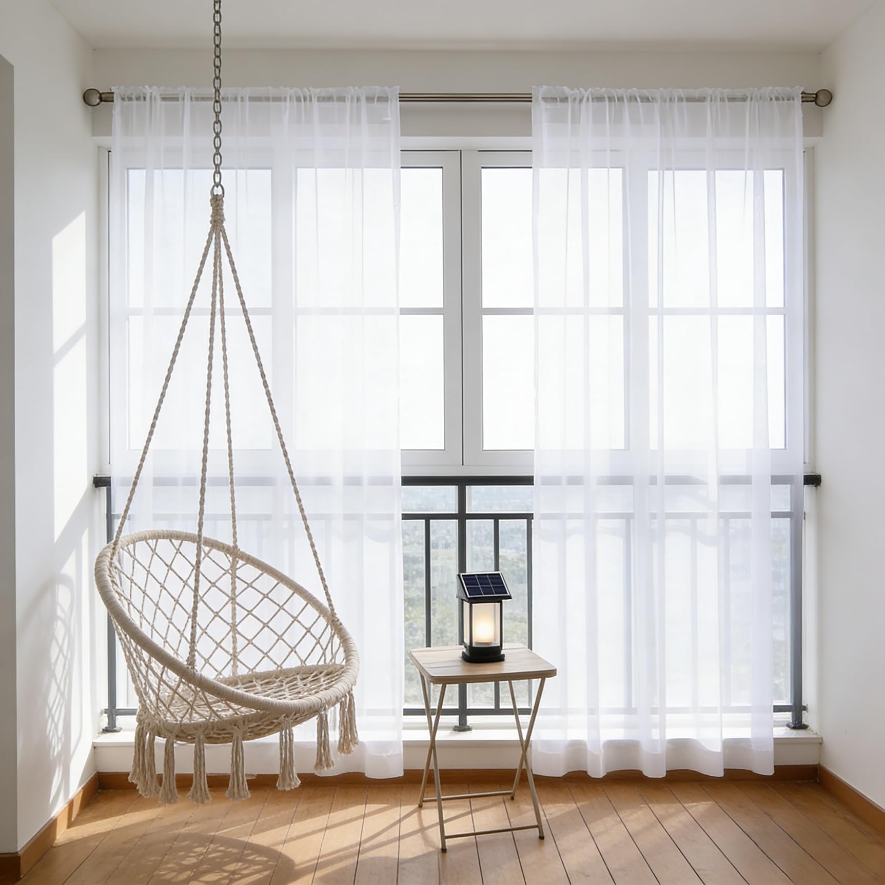 Rideaux voilages blancs 192x270 cm tamisants pour grandes fenêtres de salon