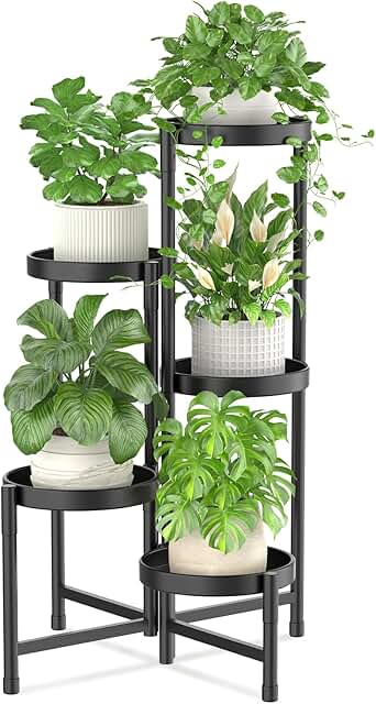 iDavosic.ly Plant Stand Indoor Outdoor, 5 Tier Corner Metal Flower Displ...