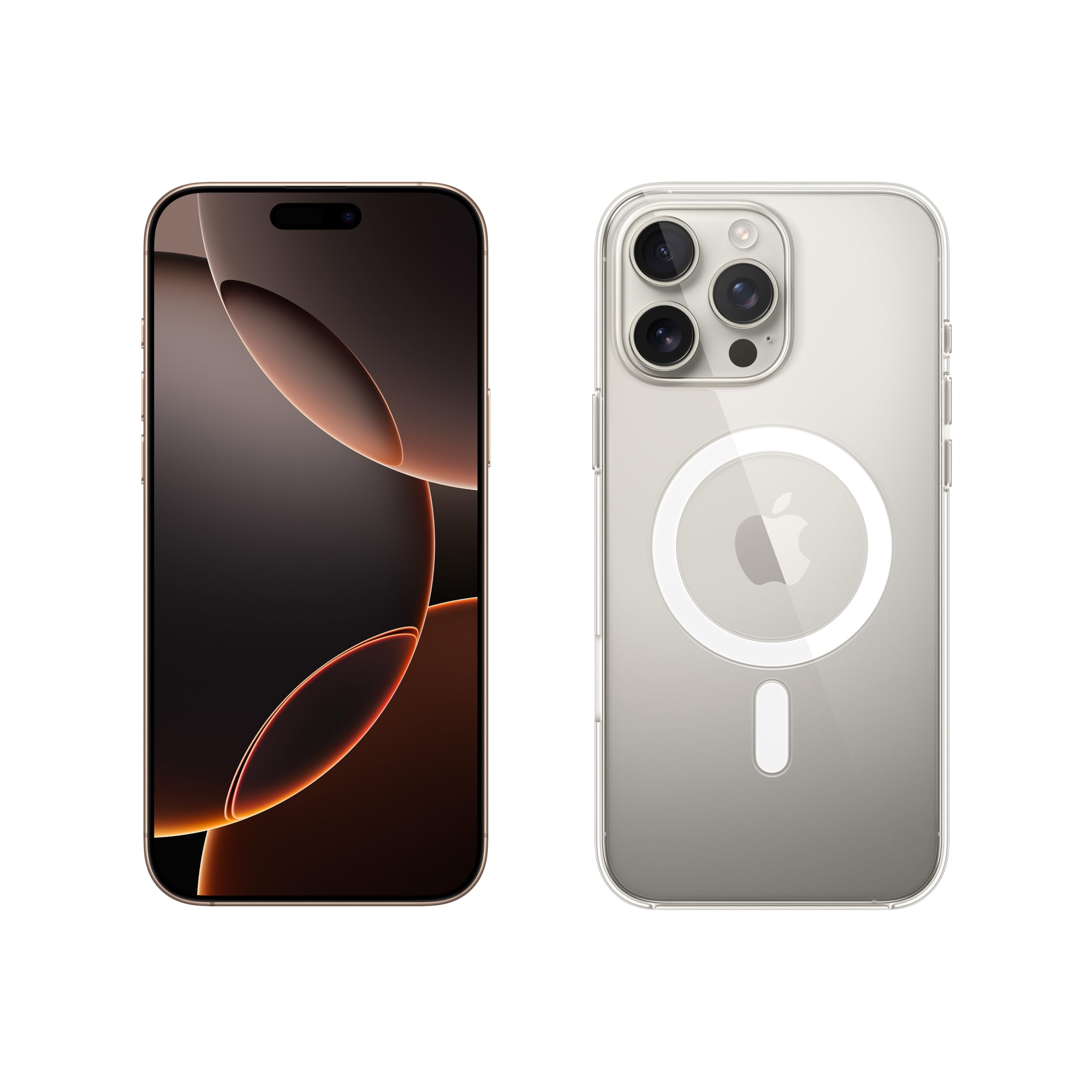 Apple iPhone 16 Pro Max (512GB) - Natural Titanium + Transparent Case with MagSafe - 512 GB - Natural Titanium