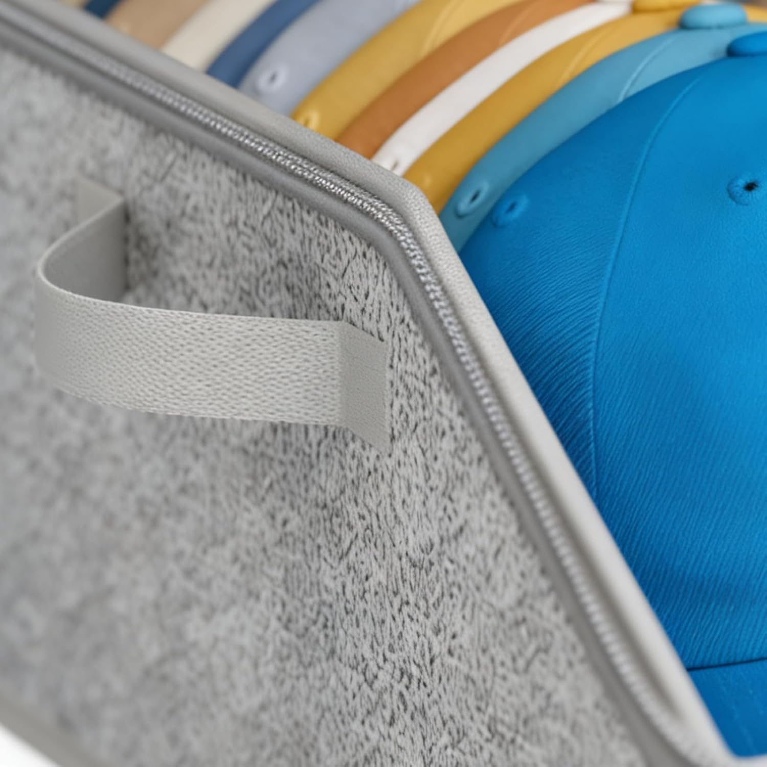 Hat Box - Cardboard Zipper Clear Window Caps Container - Baseball Cap Storage Box - for Family Friends Outfits Bedroom Indoor Home Clothes Scarves Gloves