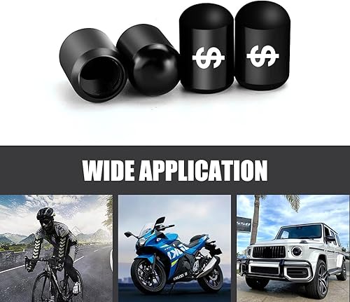 Miniatura 6 de Fogfar Pack-4 Tapones para válvula de neumático de automóvil, cubiertas a prueba de polvo, cubiertas universales para vástago de automóvil (negro y