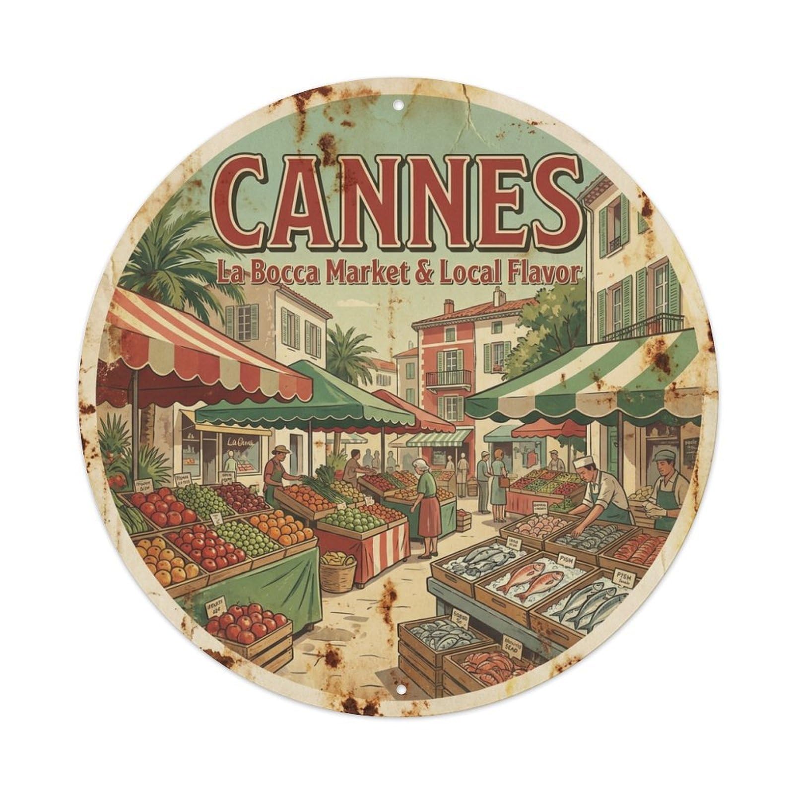 France Cannes Farmers Market Local Flavors City Travel Metal Tin Sign