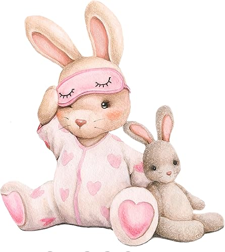 Miniatura 7 de Calcomanías de pared de conejo rosa para habitación de bebé, decoración de pared de conejo, calcomanías de animales para sala de juegos de niños,