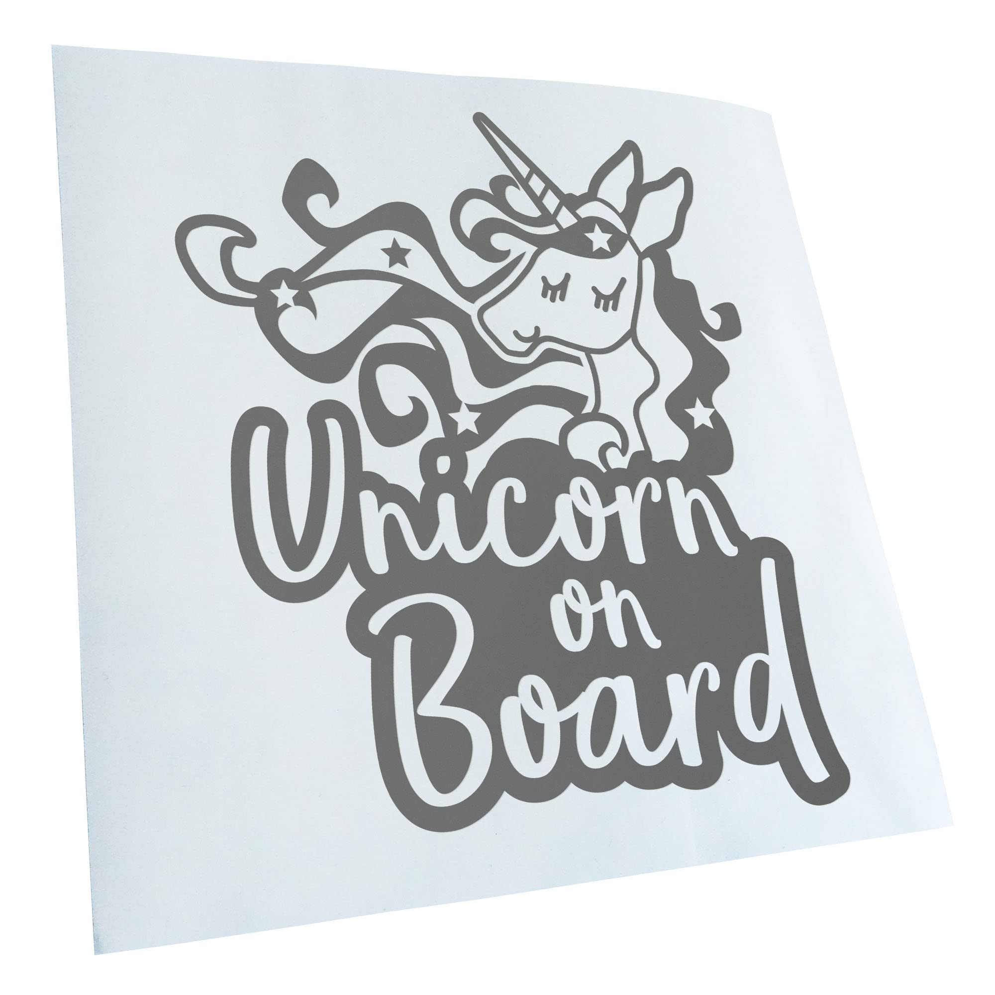 Kiwistar - Car Sticker - Unicorn on Board Unicorn - Grey - 40 x 33 cm - Rear Window Car Sticker Weatherproof for Car Truck Moped Truck - Sticker Exterior Self-Adhesive Tuning Accessories for Window