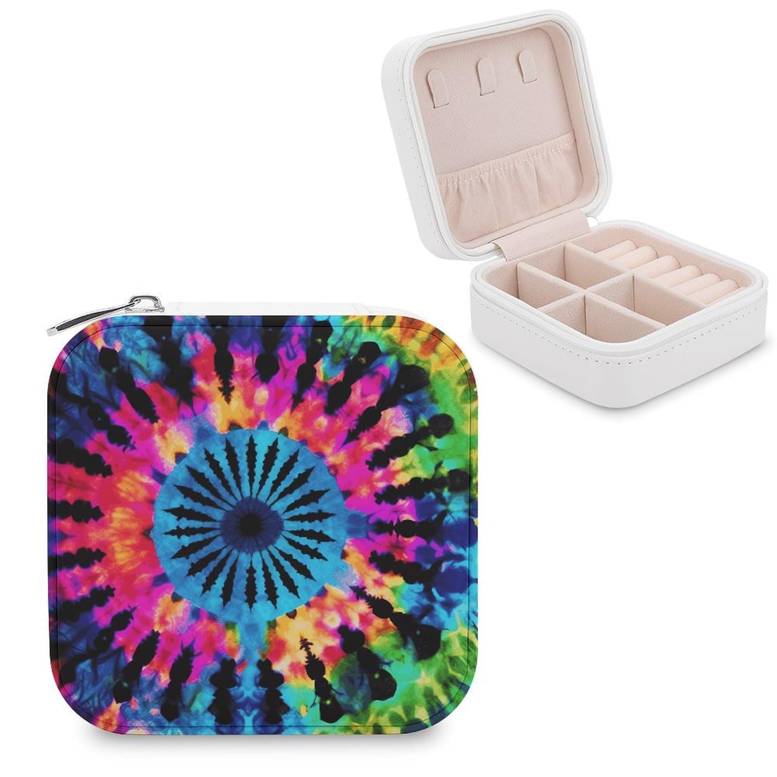 FekiLoot Exotic Tribe Tie Dye Style Jewelry Case Personalized Leather Jewelry Box Mini Travel Jewelry Case Small Portable Jewelry Organizer for Ring Earrings Necklace Bracelet