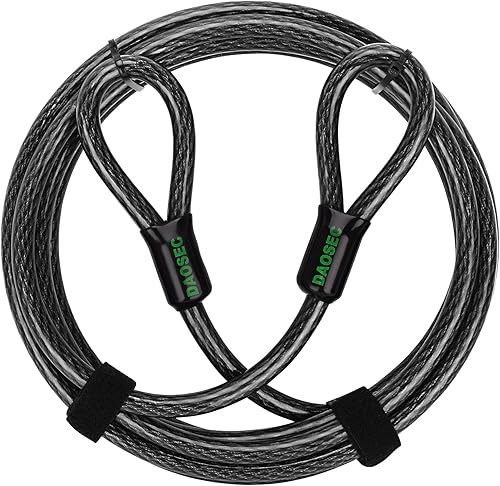 Cable de seguridad resistente a los cortes de 15 pies x 12 pulgadas  Acero trenzado flexible recubierto de vinilo con extremos en bucle  Cable de