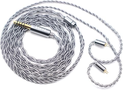 BQEYZ Winter HIFI Earphone Cable, Rime OCC, Silver Plated Cable, 2-pin Re-cable, 4-Core Earphone Upgrade Cable, Improve Sound Quality, Compatible with Earphones Like High Quality Replacement Cables