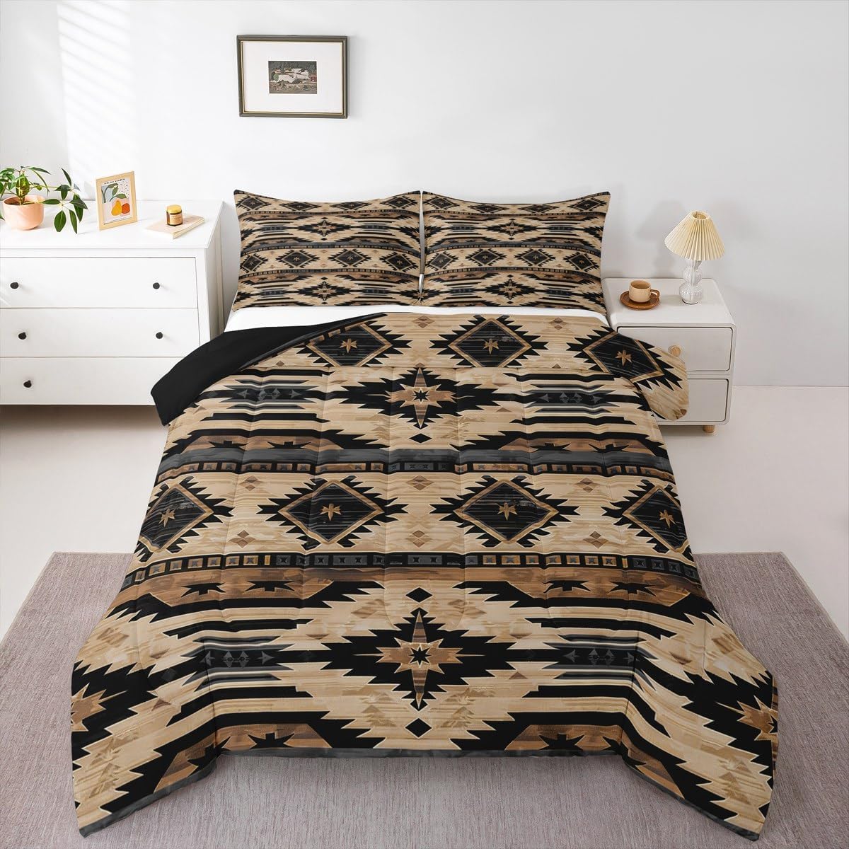 Feelyou Boys Girls Western Bedding Set Queen Size, Southwestern Aztec Comforter Set Kids Boho Tribal Comforter Bohemian Rustic Country Teens Duvet Set Bedroom Decor with 2 Pillow Case - Image 4
