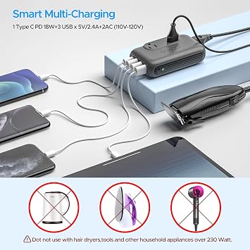 SOKOO 230-Watt Step Down 100-220V to 110V Voltage Converter