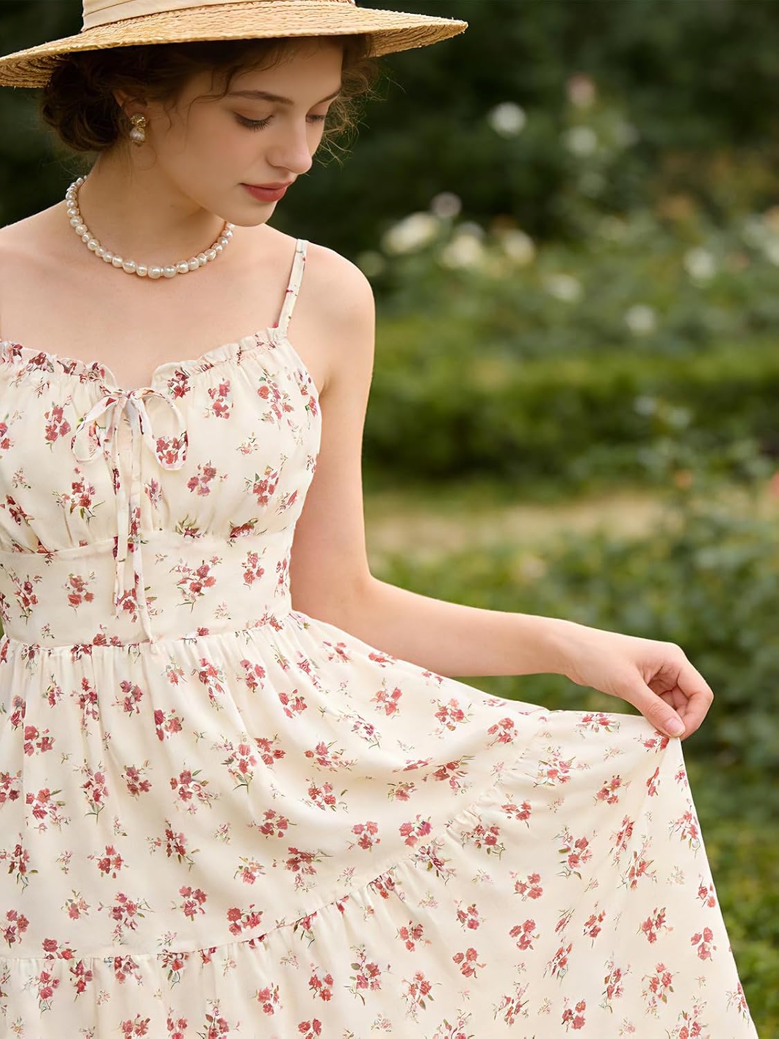 Belle Poque Floral Dress for Women Wedding Guest 2026 Spring Summer Midi Flowy Tea Party A Line Milkmaid Dresses
