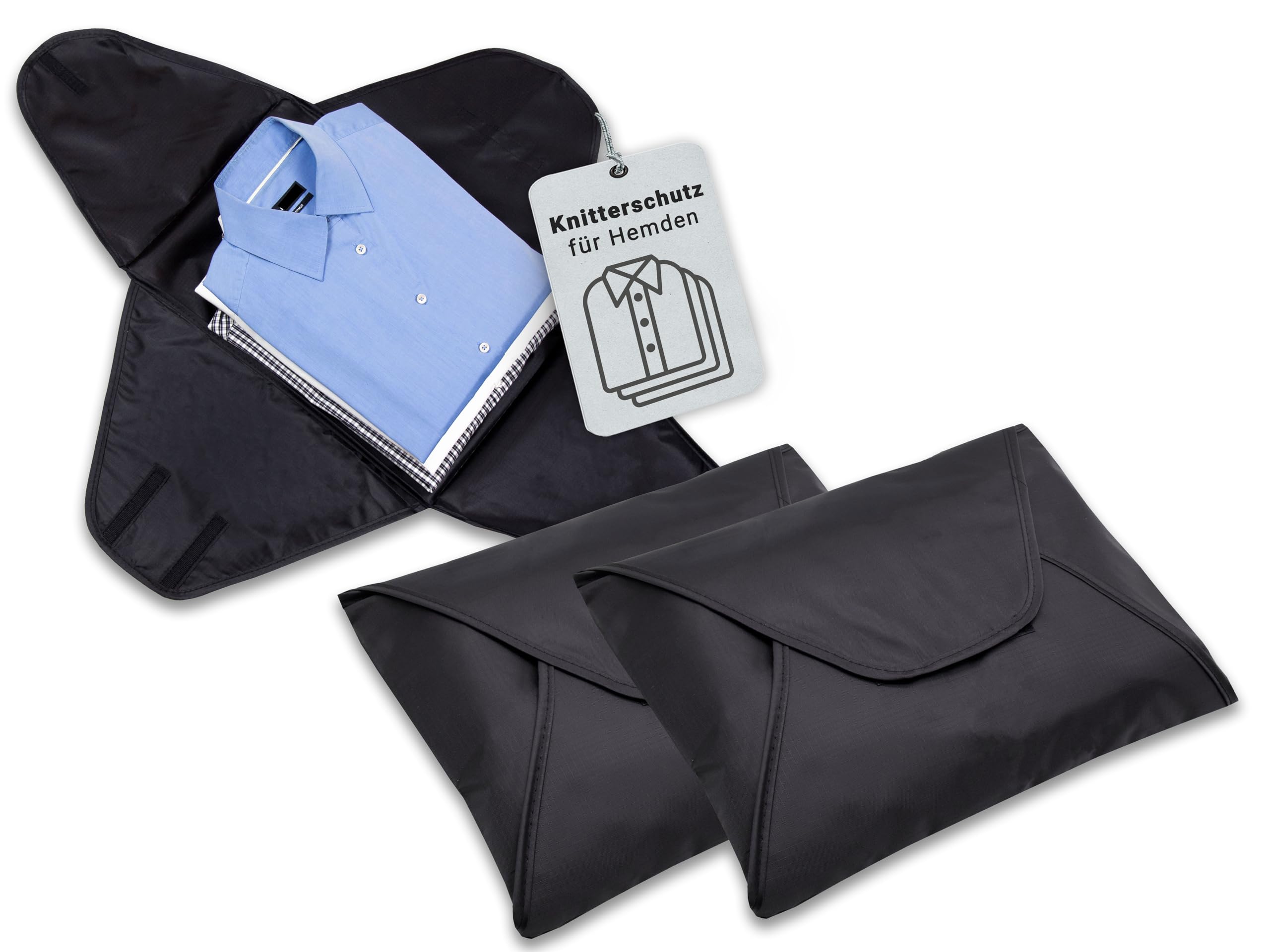 ZOLLNER 3er Set Hemdentaschen in 41x30 cm - für faltenfreie Kleidung - wasserabweisend - Polyester - leichtes Gewicht