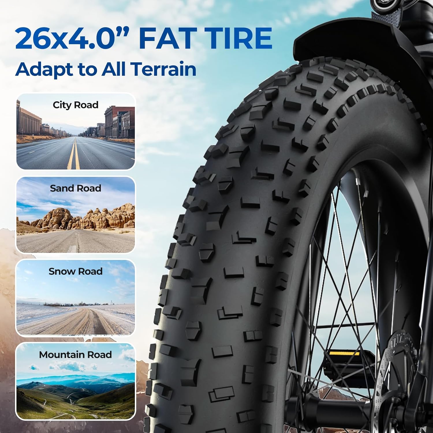 SISIGAD Electric Bike for Adults,1500W Peak Motor E Bkie, 26"/27.5" Fat Tire All-Terrain Ebike,80 Miles 28 MPH Electric Mountain Bike, 48V Removable Battery, UL 2849 Electric Bicycle