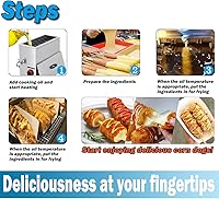Vista 7 de Freidora de maíz para perros con queso comercial, máquina para hacer palitos de perritos calientes, freidoras de gas LPG para cocina, restaurante