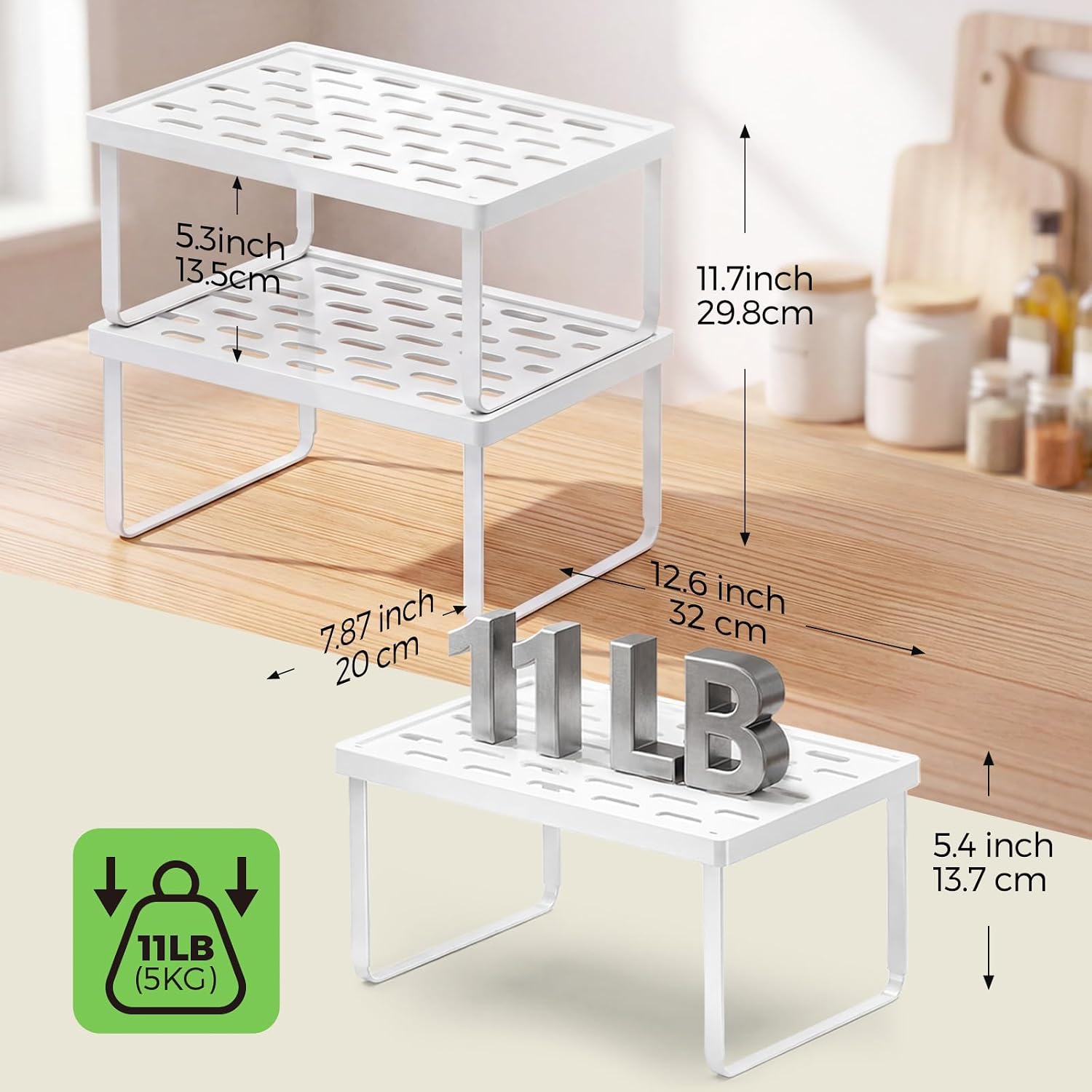 Cabinet Organizer Shelf, Countertop Risers, Kitchen Storage Rack