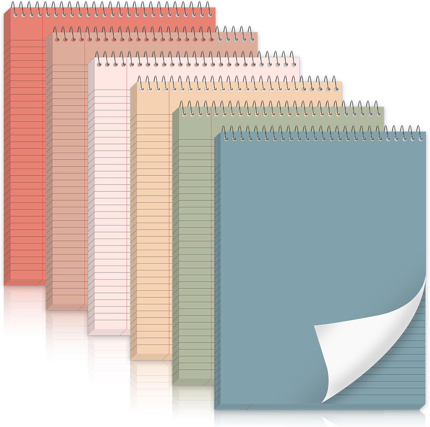 gisgfim 6 Pcs Morandi Top Bound Spiral Notebooks 8.5" x 11" College Ruled Aesthetic Legal Pad Steno Pads Colored Paper Assorted Covers Wirebound Notepad for Writing School Office Supplies