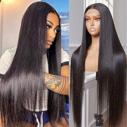 Pelucas de cabello humano lacio con encaje frontal de 22 pulgadas, densidad del 180 %, pelucas de encaje frontal HD de 13 x 4 para mujeres,