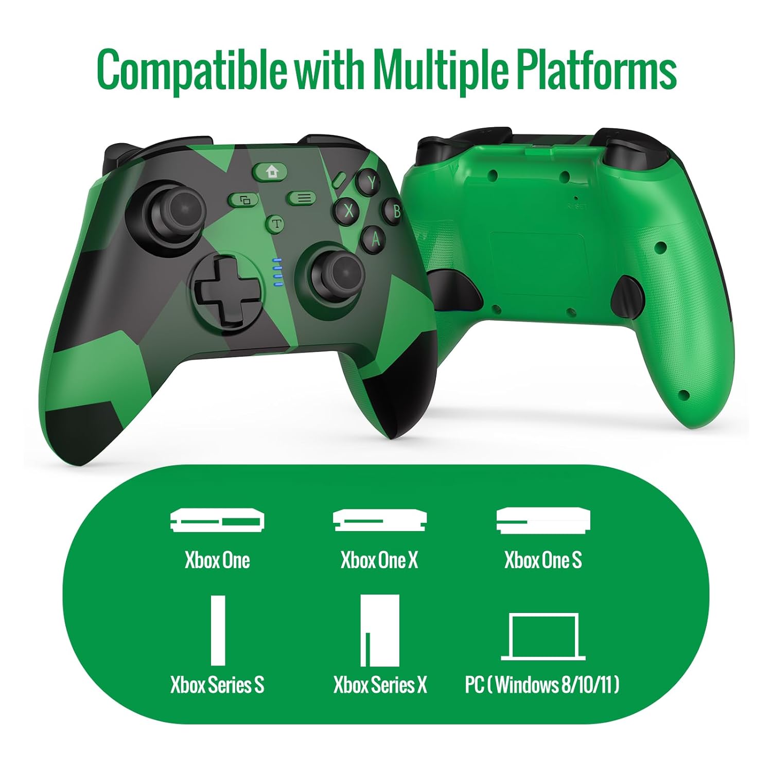 BETMI for Wireless Xbox Controller with Macro Programmable/Turbo/Remappable/Dual Vibration/with Adapter, 2.4GHz Gamepad Compatible with Xbox One, Xbox Series X/S, PC (Green)