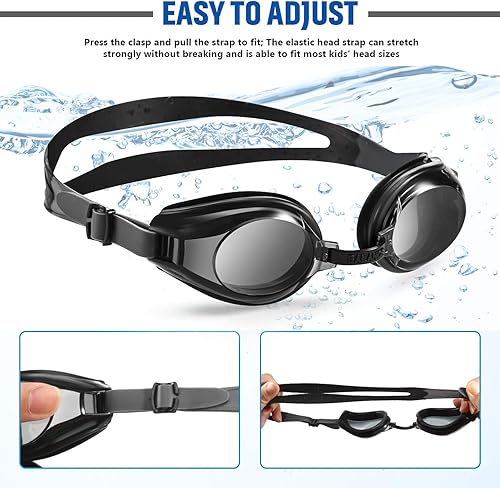 Miniatura 6 de 8 gafas de natación, gafas de natación ajustables de silicona transparentes para niños y adolescentes