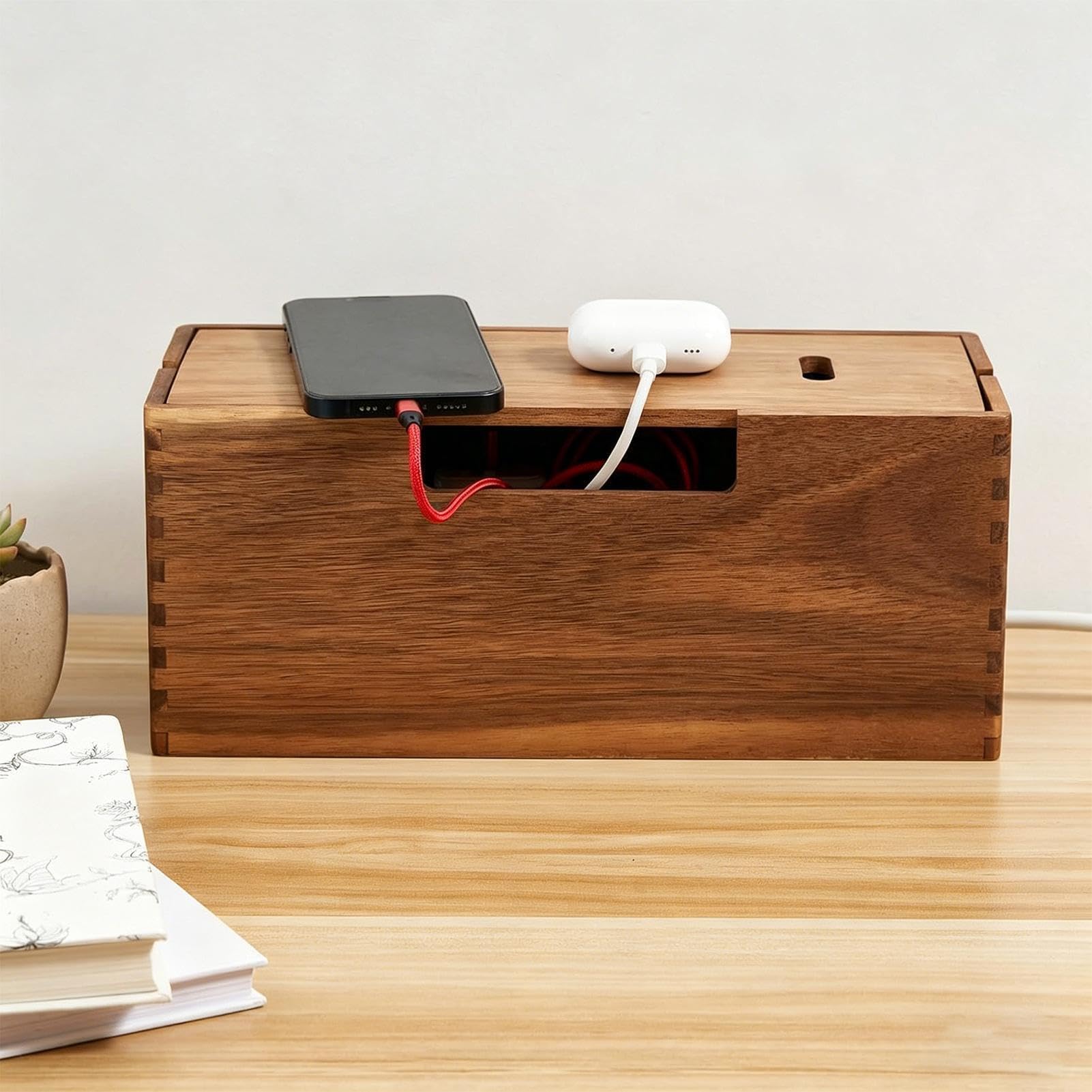 Kabelmanagementbox der Holz-Kabelhalter-Behälter