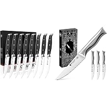 BRODARK Steak Knives Set of 8 + Steak Knives Set of 4 Steel-King Series + Shark Series