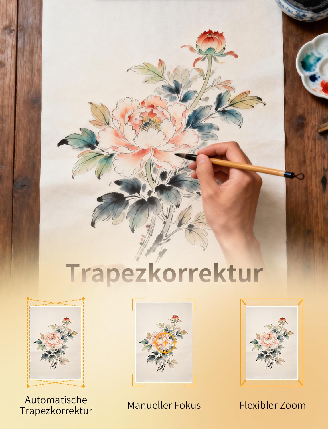 LAIZESKE HY520 Art Projektor zum Abpausen und Zeichnen,180° Drehbarer Smarter Zeichenprojektor für Künstler & Erwachsene,Unterstützt 4K,Auto-Keystone,WiFi 6 & BT 5.0,Projektion auf Leinwand & Wand