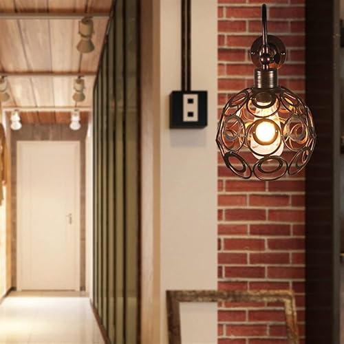 Miniatura 5 de Wall Lamp American Country Industrial Wind Wrought Iron Retro Small Iron Cage Cyber Bar Bedside Aisle Lamps,Modern Decor