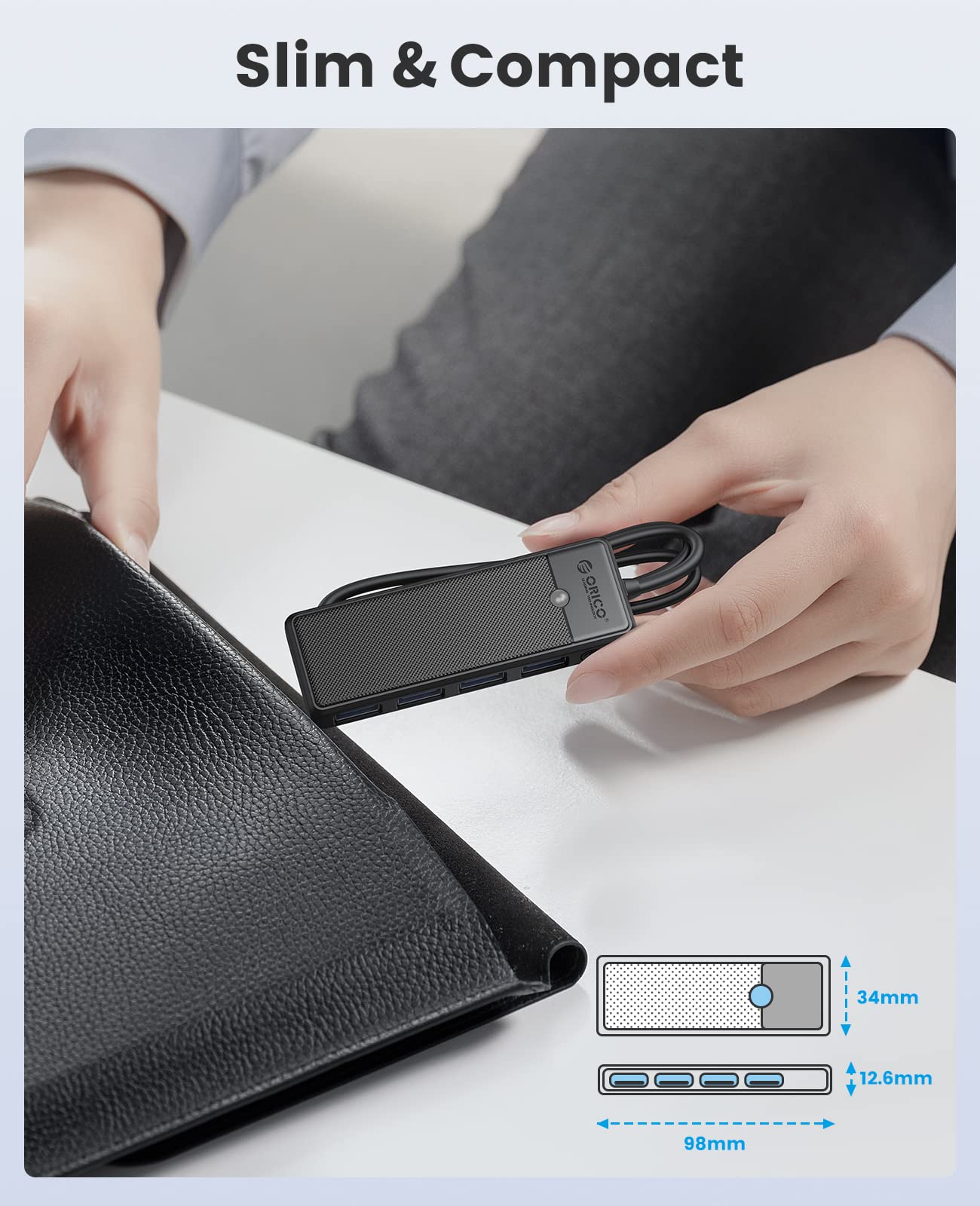 Hub USB 3.0, concentrador USB de 4 puertos con cable largo, divisor USB ultra delgado para portátil MacBook Pro, iMac, Surface Pro, XPS, PS5, PC, unidad flash, disco duro móvil (negro/6 pies) 5