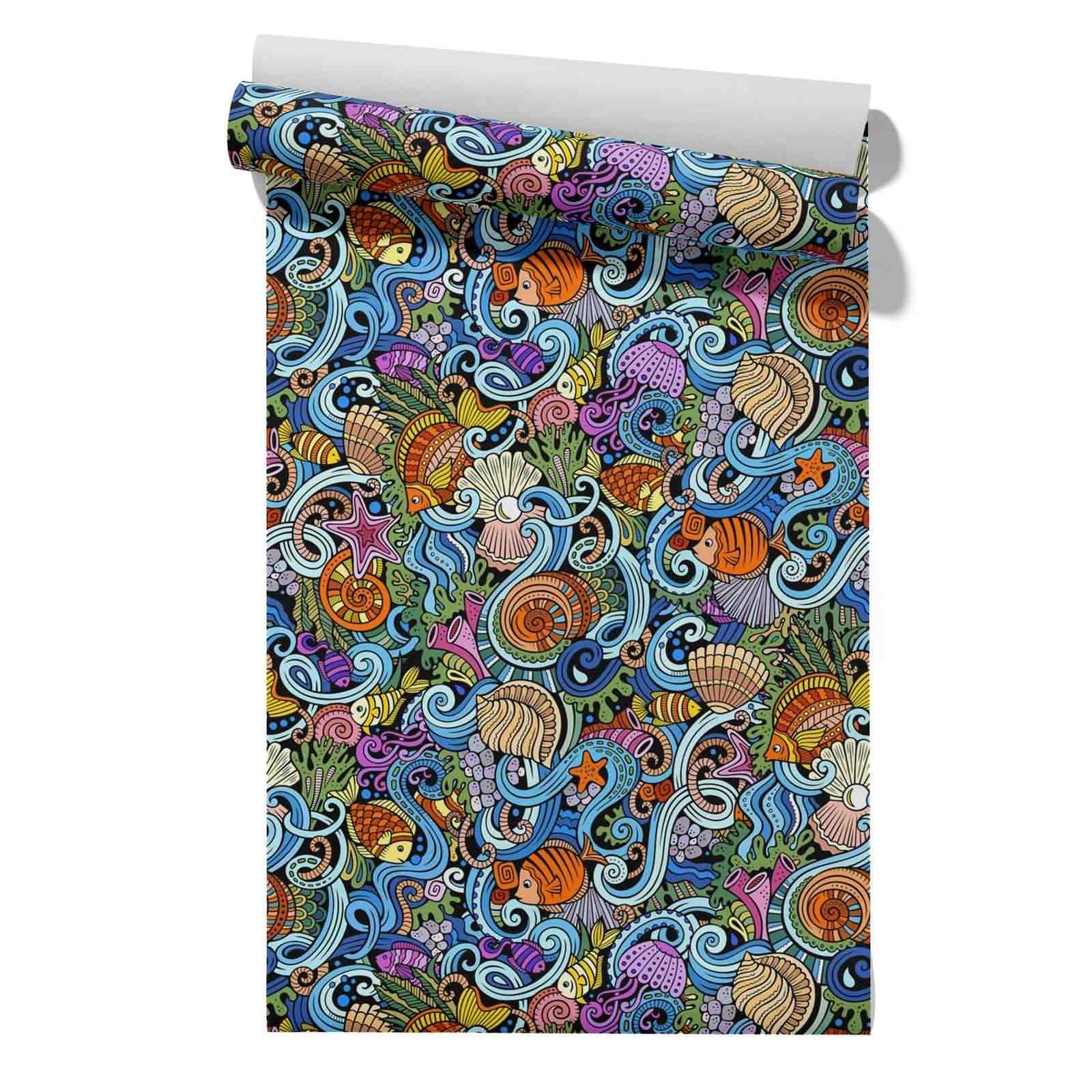Cevan Style 6 Wallpaper Border Pvc Panels Fish, Shellfish, Starfish Personalized Hip-Hop 45X300cm
