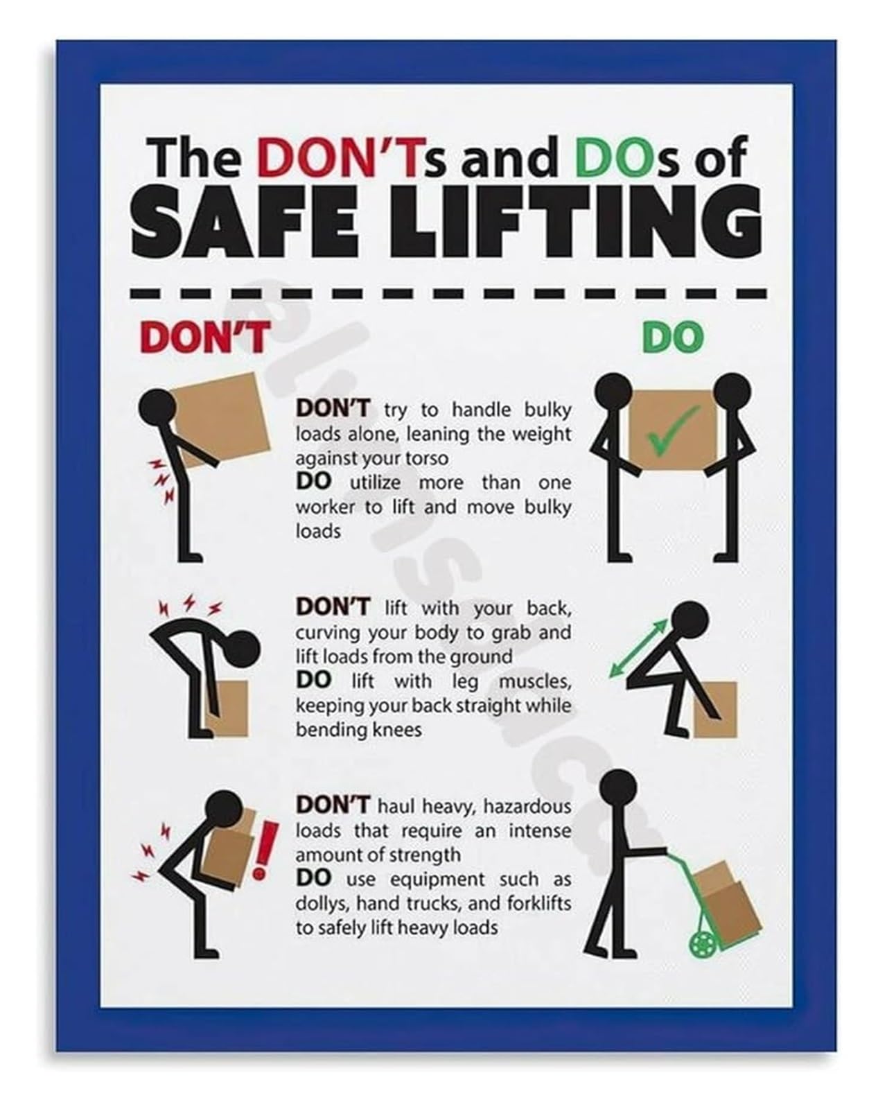 NWPNLXEA Workplace Rules Poster Safe Lifting Technique Canvas Wall-Art for Office Workshop Decor Framed,16x24inch(40x60cm)