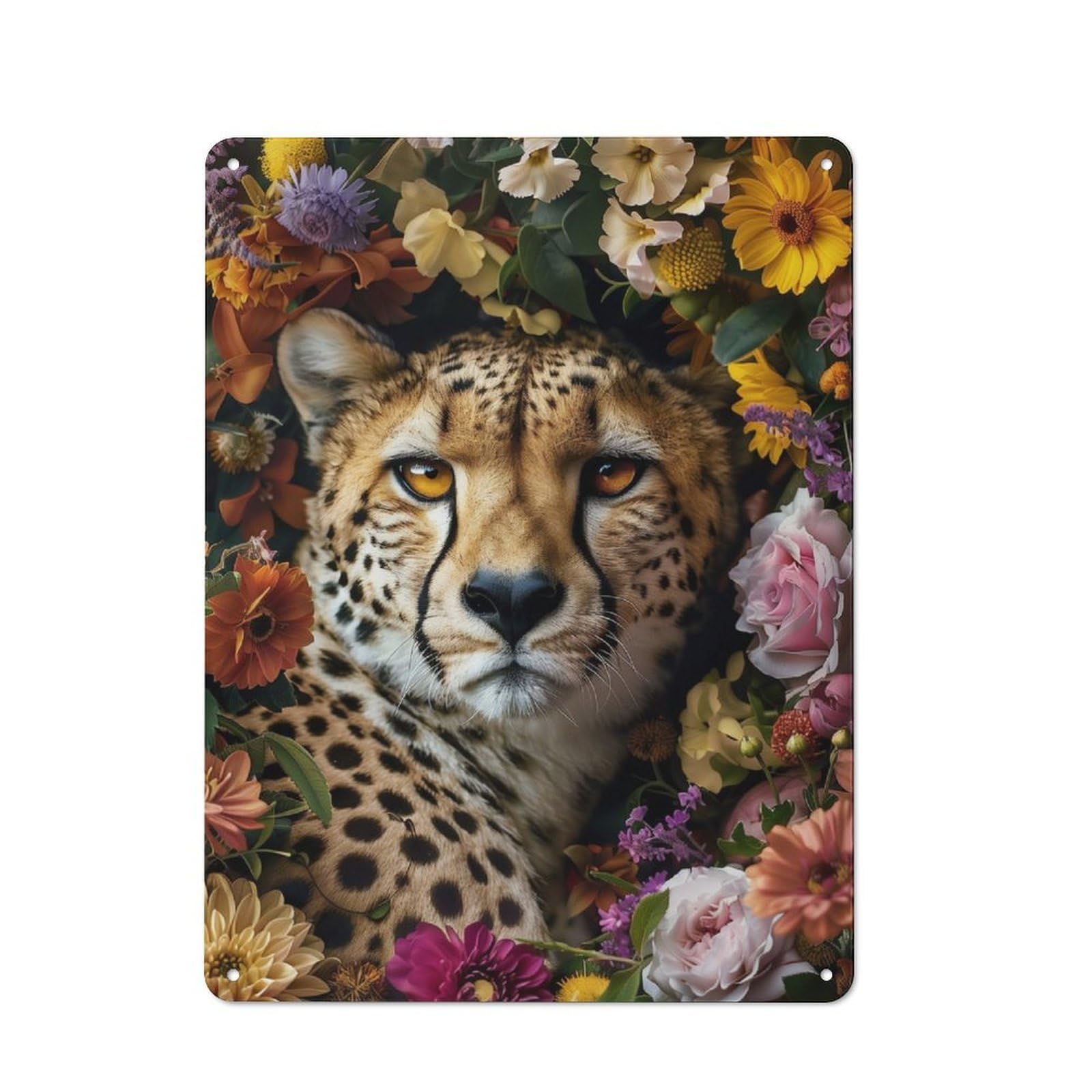 Junmoney Cheetah Contemporary Art Vintage Metal Sign 40X30cm For Guest Room Or Hallway, Suited To Guest Room Decorators