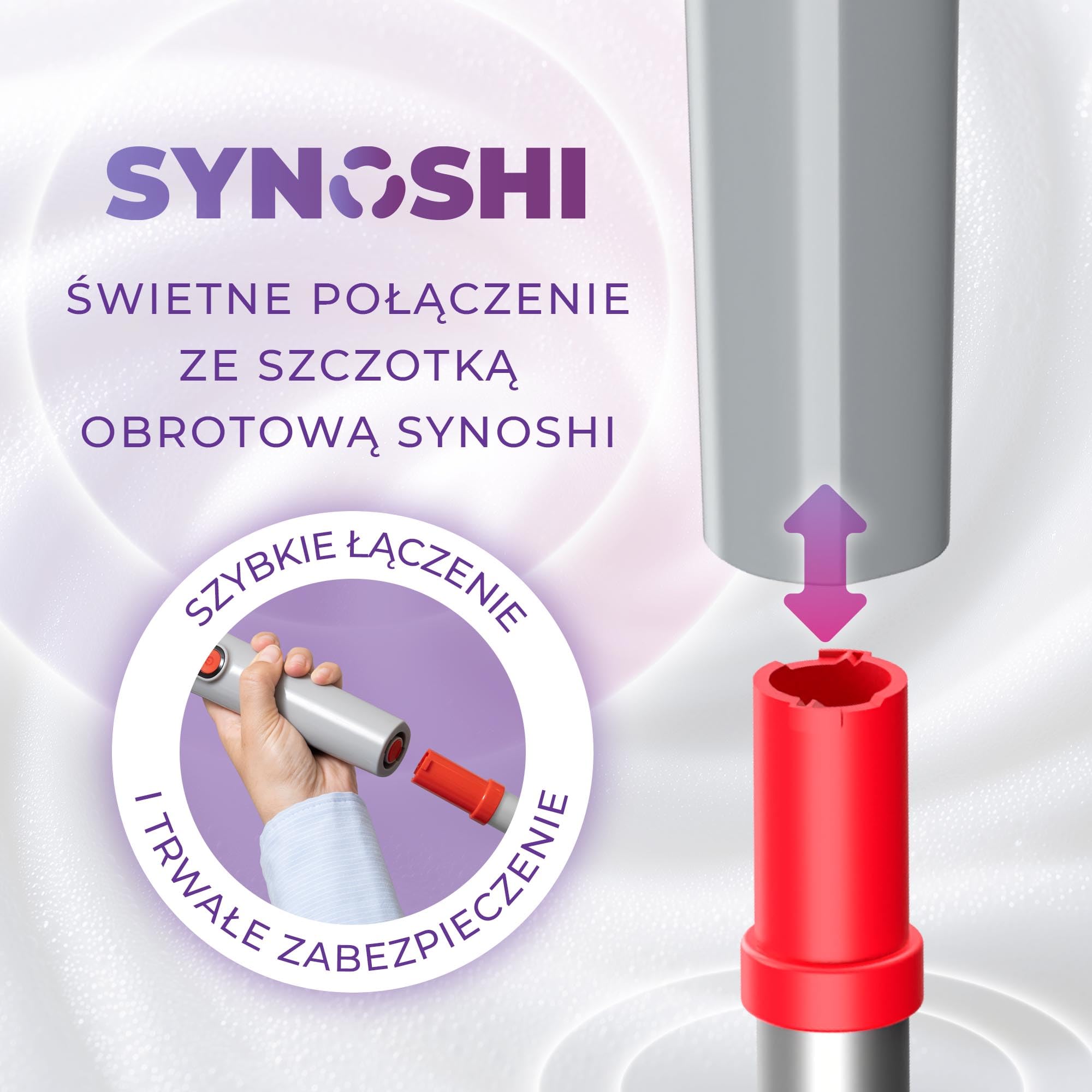 Synoshi Pro Przedłużony Uchwyt do Szczotki Elektrycznej | Regulowany 580-747 mm. Aluminium z blokadą. Do wysokich powierzchni i miejsc trudno dostępnych.
