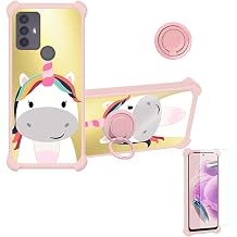 bojioderf Case Compatible for Qilive Smartphone 6.52 Q3 2022 Phone Case Cover [with Tempered Glass Screen Protector][Hard PC + Soft Silicone][Ring Support] [Golden Reflect Light] DJF-DJS