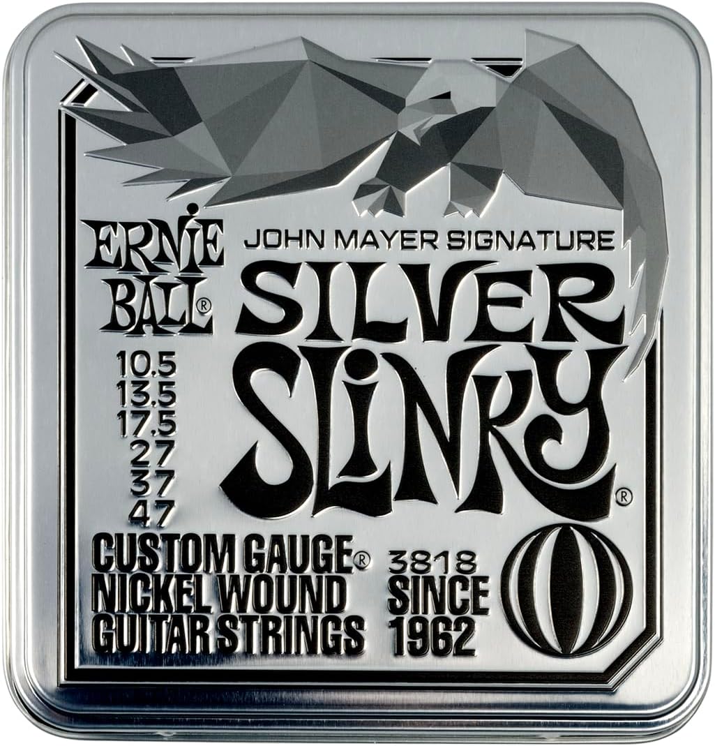 Ernie Ball John Mayer Silver Slinky Nickel Wound Electric Guitar Strings 3 Pack Tin 10.5-47 Gauge