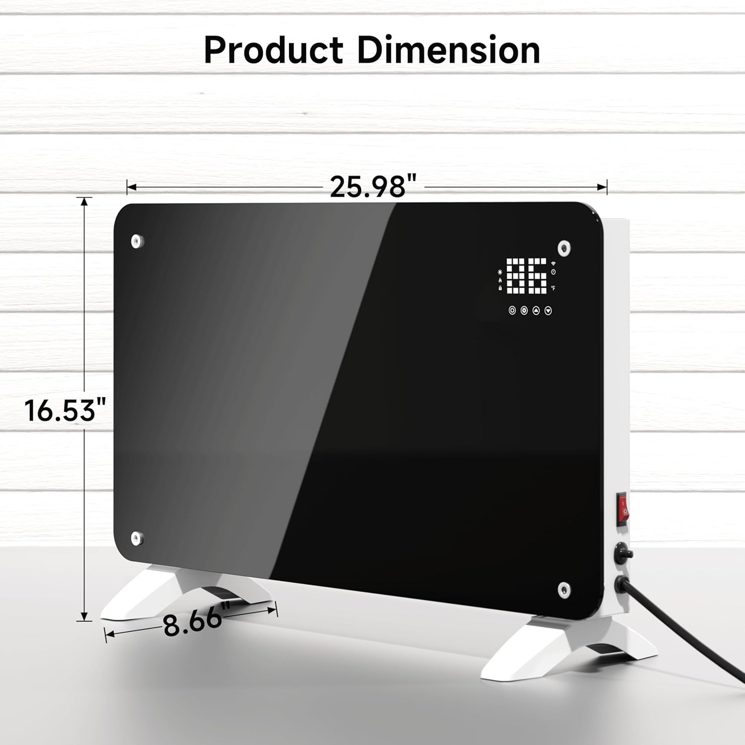 Convection Heater Wifi Control, Indoor Space Heater, 1500W Electric Heating with Remote Control, Digital Display, Fast Heating, 24H Timers for Living Room, Bedroom, Office (Black W/White)