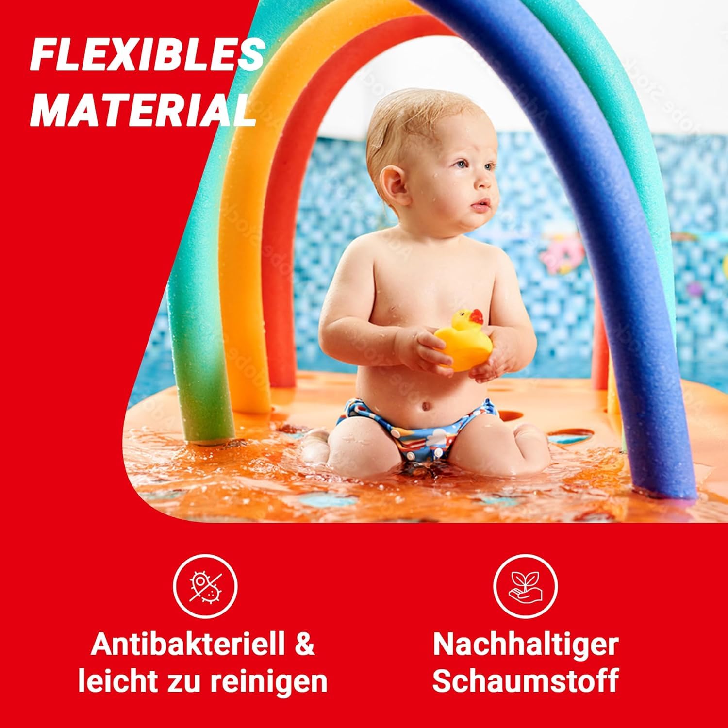 Conipa® - 4 Stück Schwimmnudel (160 x 7 cm) für Kinder & Erwachsene INKL. Loch-VERBINDER (Schaumstoff) - Poolnudel Set ab 3-10 Jahre (Made IN Europe) - Pool Wassernudel & Spielzeug