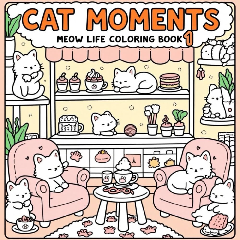 Meow Life: Cat's Moments Vol 1: A Whisker-Filled Coloring Adventure for Relaxation, Joy & Creativity