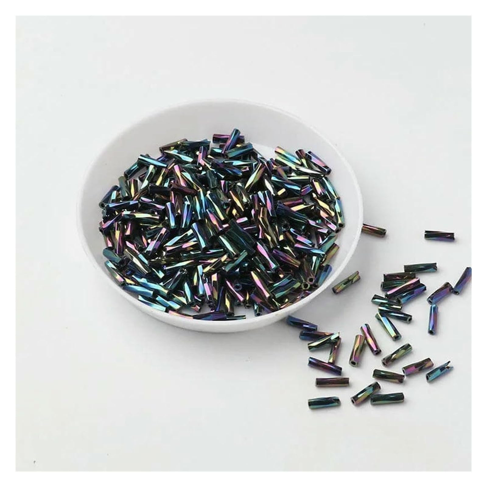 Cuentas de cristal transparente, Cuentas de tubo de vidrio Twist le Multicolor, 2x6mm, paquete de 240 for fabricación de joyería DIY(Schwarz)