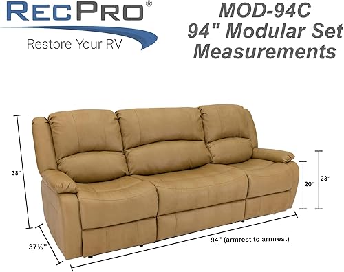 Miniatura 135 de RecPro Charles Collection sofá doble de 67 pulgadas con respaldo reclinable para caravana o cámper, mueble, sillón doble