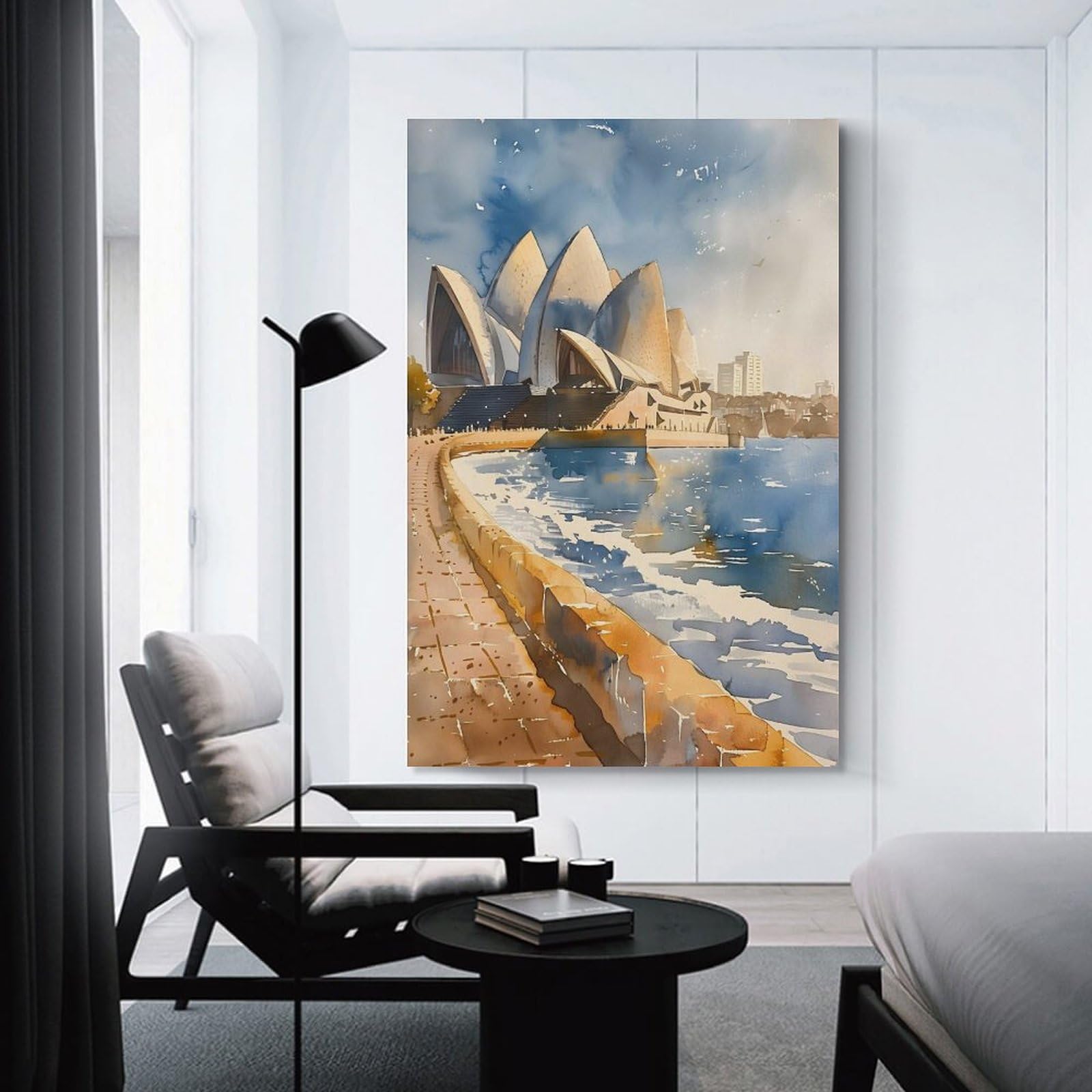【GWセール】コンランショップ　アート　ポスター　オペラハウス Amazon.com: ZJLAMZ Sydney Opera House Watercolor Painting Wall Art