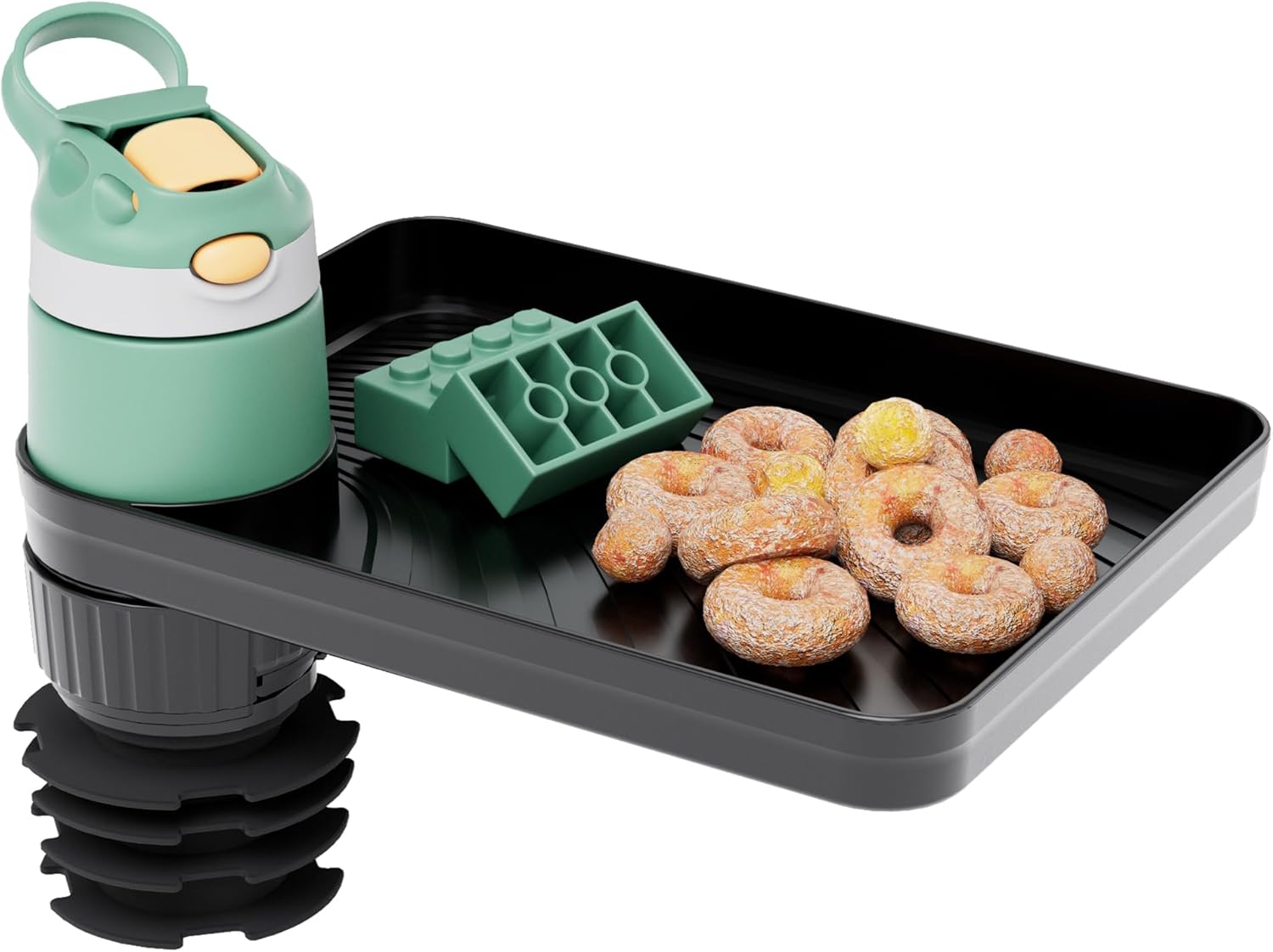 2 Pack Upgraded Car Seat Tray for Kids Car Seat Tray with Expandable Base for Snacks, Toys, Books, Entertainment Kids Travel Essentials Fits 2.8''-3.2'' Cup Holders (2, Standard Base)