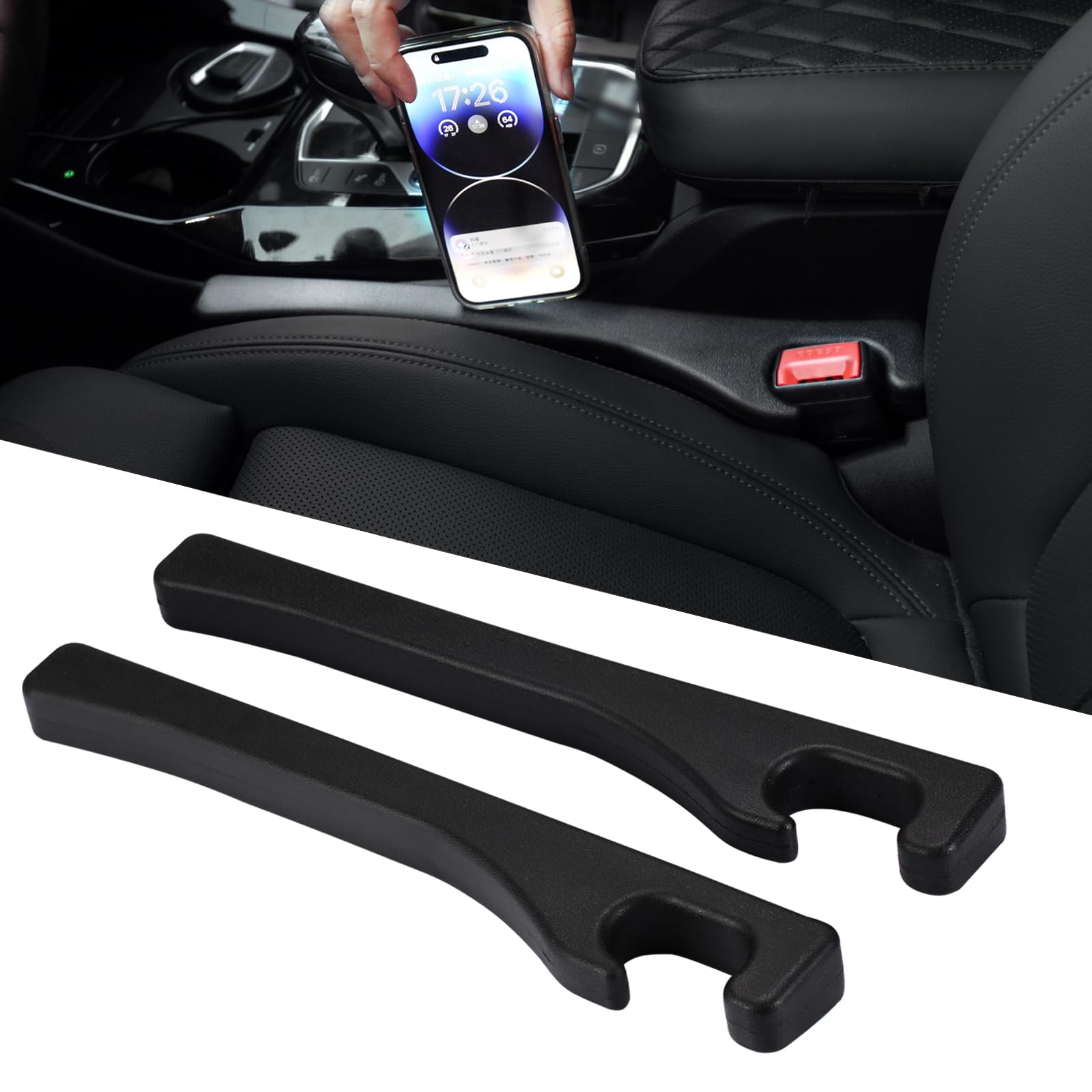 Hanhee Car Seat Gap Filler 2 Pack, Car Seat Gap Filler Blocker Universal Fit Organizer Car SUV Fill Gaps Between Seat and Console Stop Things Dropping