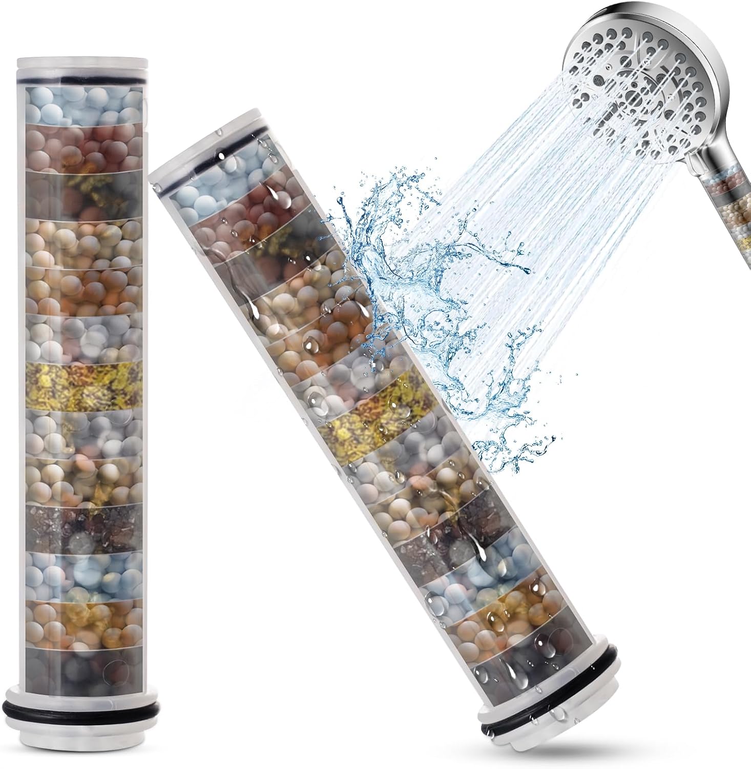 2 Pack Replacement Shower Filters for iFealClear 10-Spray Handheld Shower Head, 20-Stage Water Softener Showerhead Filter for Hard Water, Remove Chlorine,Reduce Dry Itchy Skin and Eczema