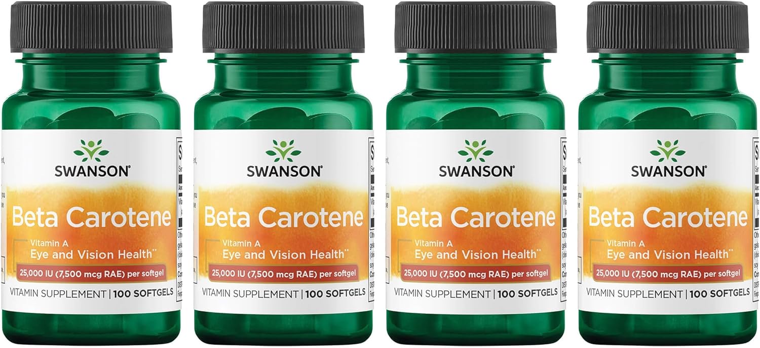Swanson Beta-Carotene (Vitamin A) 25000 Iu (7500 mcg) 100 Sgels (4 Pack)