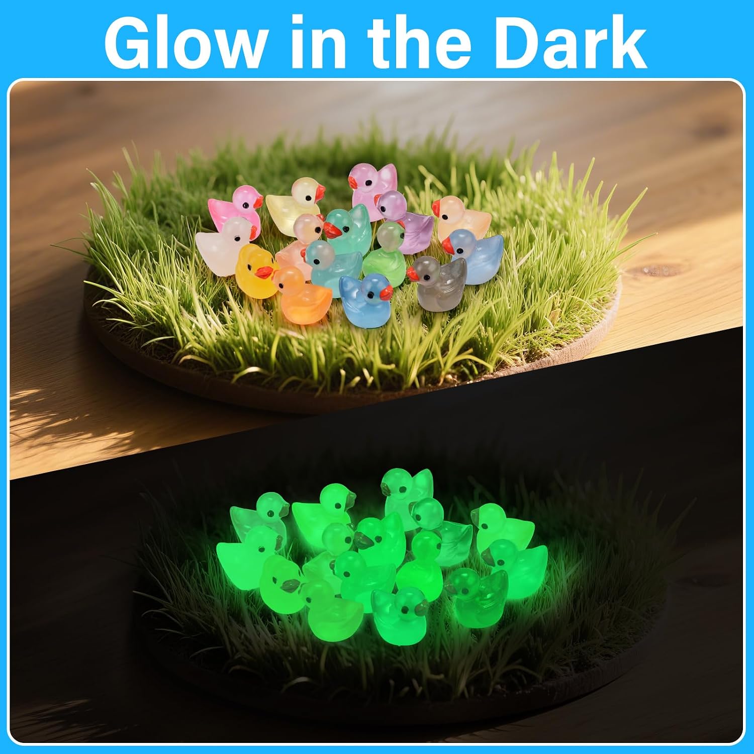240Pcs Mini Resin Ducks, Luminous Tiny Duck Figurines Bulk, 16 Colors image 3