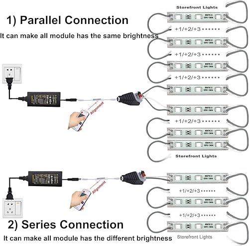 Vista 29 de Luz de tienda de 20 pies RGB luces delanteras de tienda 40 piezas módulo de luces LED, 2 juegos 5050 SMD 120 LED módulo de luz de ventana para Rgb