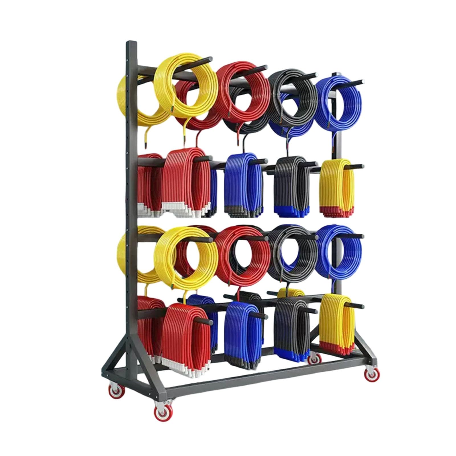 Portabobine portatile – Espositore e supporto per bobine di cavi, portabobine con ruote per organizzare più bobine di filo, ideale per fabbriche, officine e magazzini(B,3-tier 120X90X200cm)