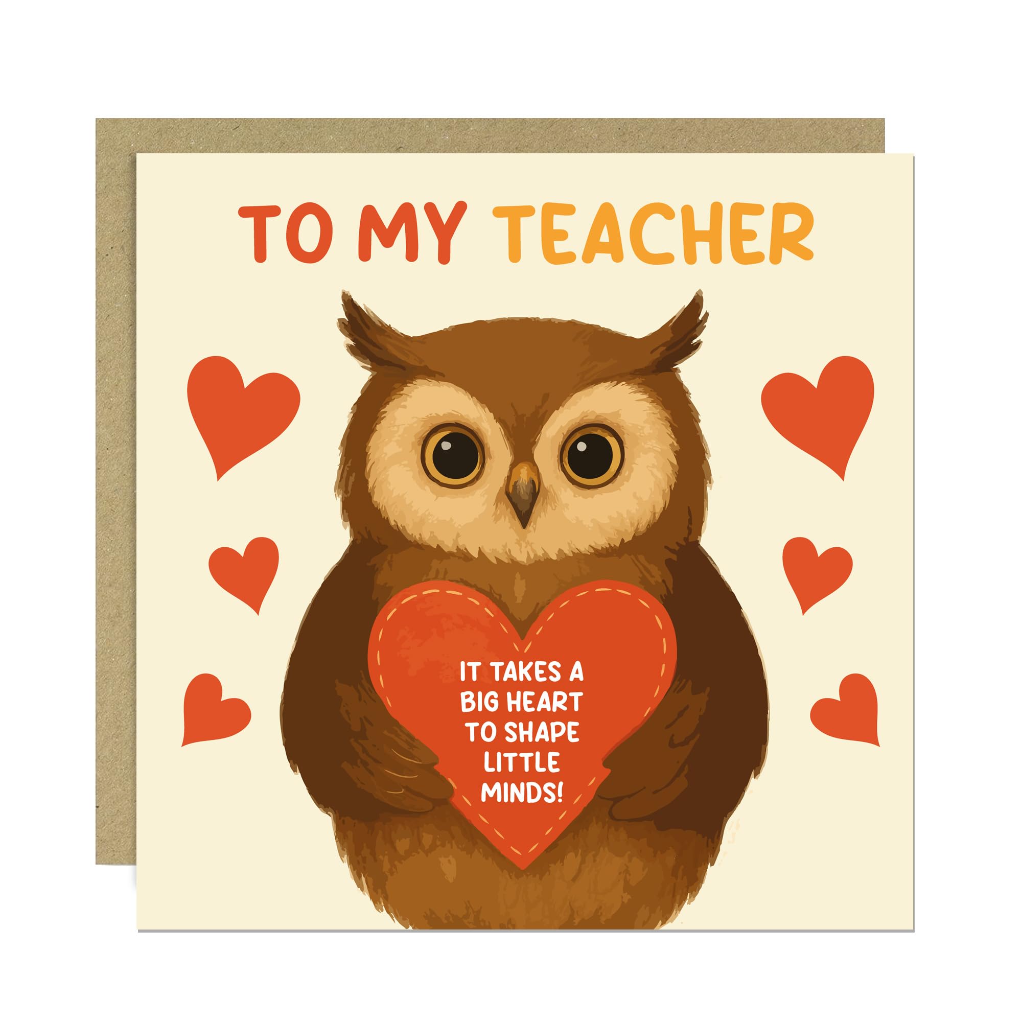 RED OCEAN Teacher Thank You Card From Kids Teacher Appreciation Card End of Term Leaving School Nursery Cards 145x145mm With Kraft Envelope