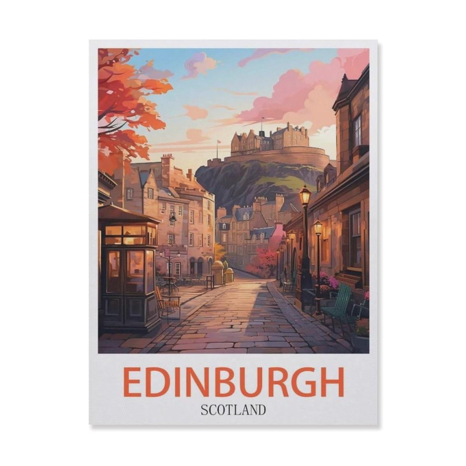 BEAYODKP Paint by Numbers for Adults Beginner，Edinburgh Castle Scotland ， Sunset，DIY Oil Painting Kit on Canvas with Paintbrushes and Acrylic Pigment, Arts Craft for Home Wall Decor(30x40cm) -DU29