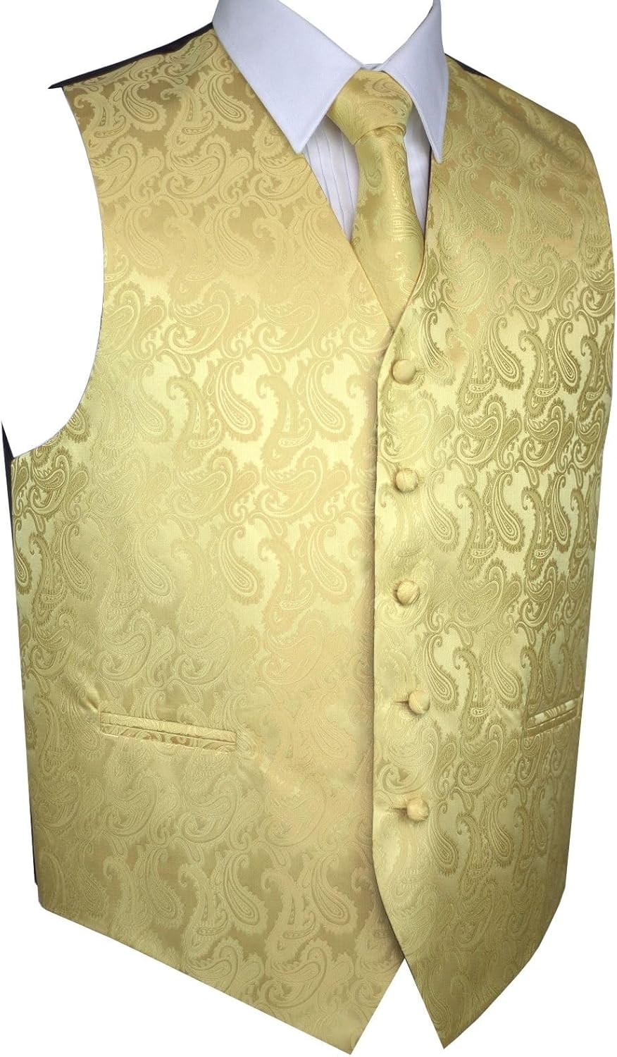 BEST TUXEDO Men's Formal, Prom, Wedding, Homecoming, Tuxedo Vest, Tie & Hankie Set in Paisley